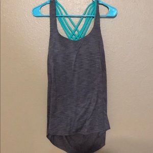 Gray and aqua workout top